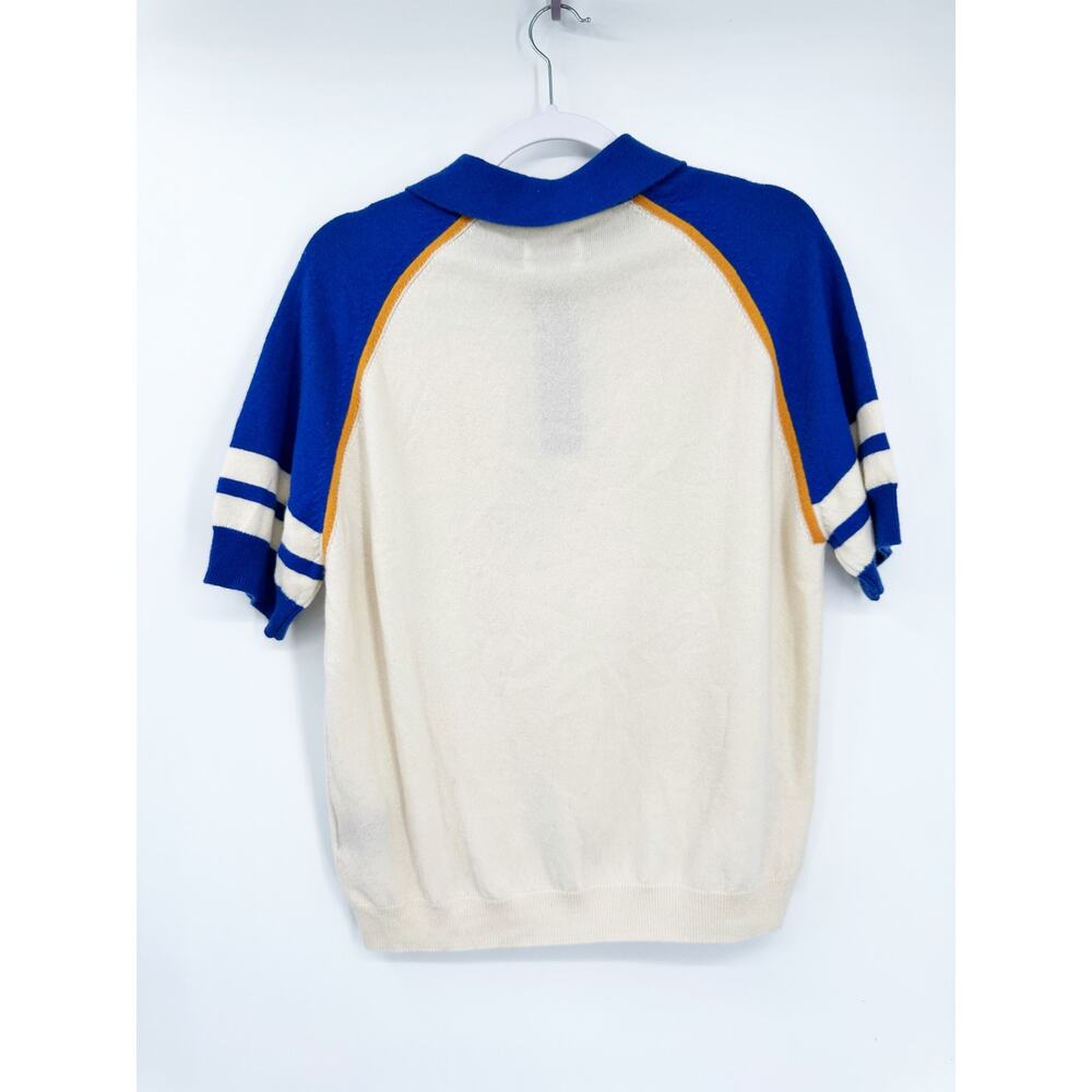 Rhode Colorblock Wool & Cashmere White Blue Preppy Polo Shirt Men’s Large NWT - Picture 3 of 7